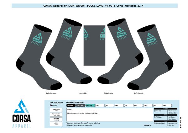Corsa F1 Grey Hi Top Socks